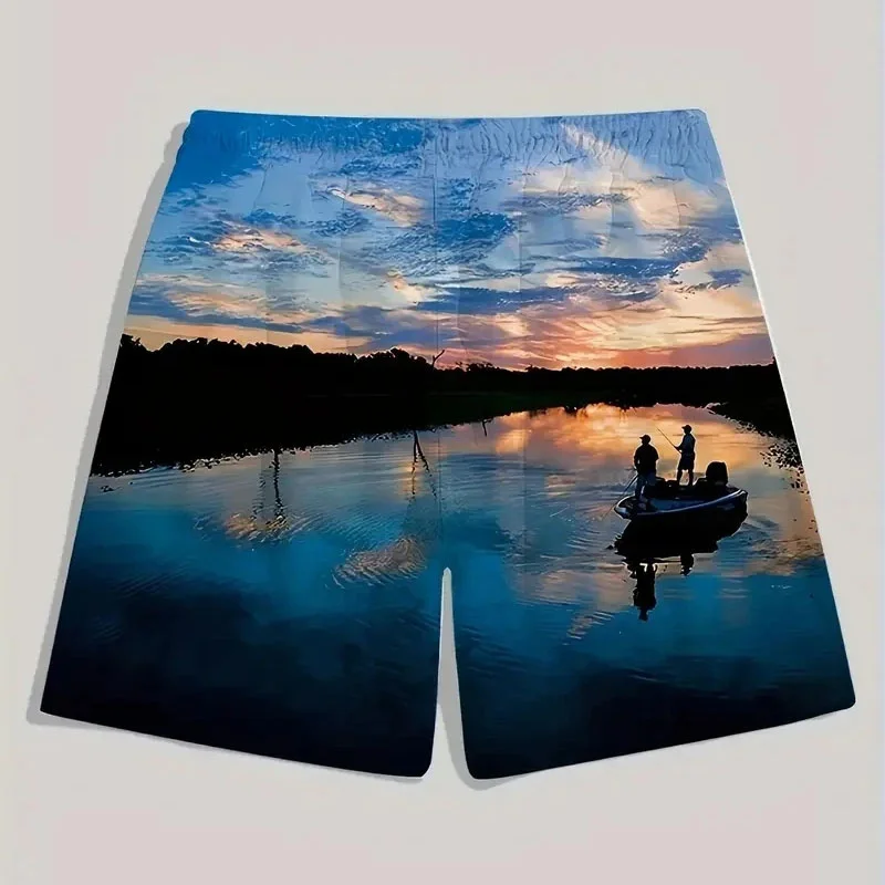 3D Printed Colorful Neon Short Pants For Men Dragon Landscape Pattern Beach Shorts Summer Casual Street Breathable Swim Trunks 4