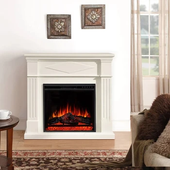 White Electric Fireplace Mantel 1