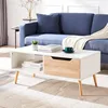 Modern Wooden Cocktail Mid Century ModernCoffee Minimalist HallwayTable with Storage for LivingRoom Apartment Reception, White 1