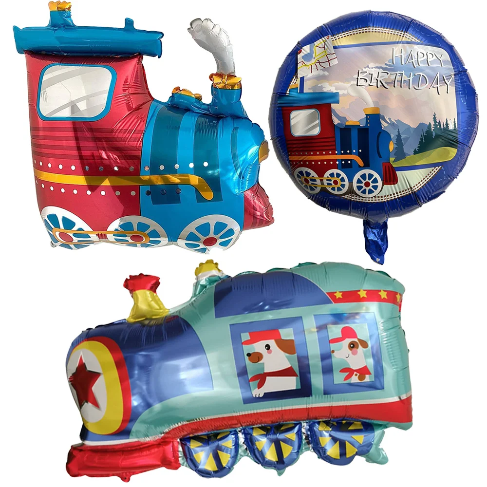 

2Pcs/Set Train Traffic Foil Balloons Birthday Party Decoration Blue Steam Kids Gifts Favors Baby Shower Decoration Supplies
