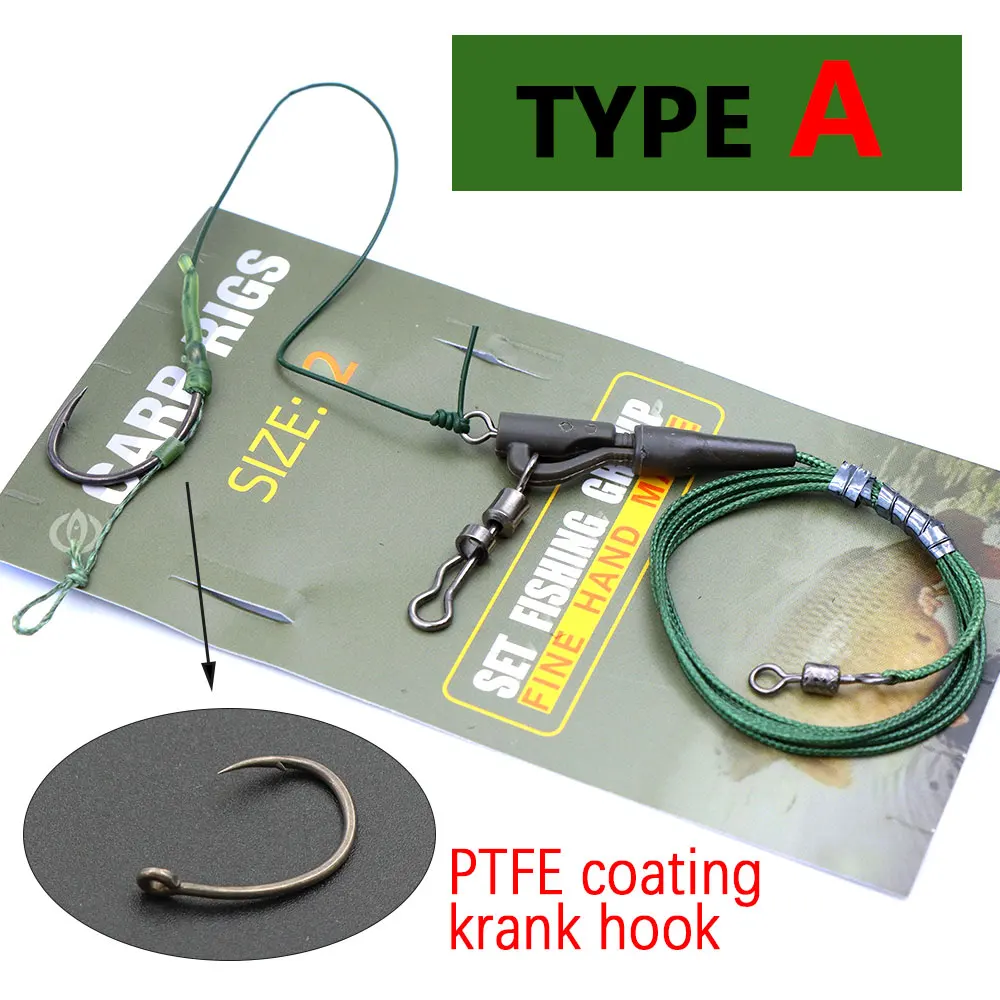 Carp Fishing Accessory Ready Tied Hair Rig Coated Leadcore Leader Hooklink Sharp Carp Hook For Method Feeder Boilie Fish Tackle