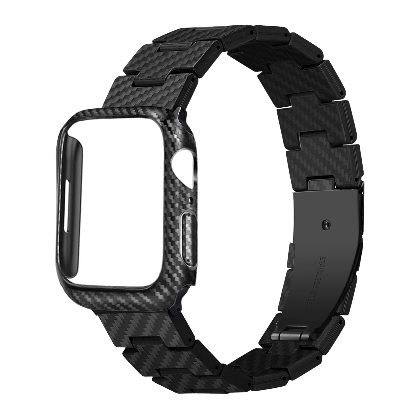 Carbon Fiber Case+Strap For Apple Watch Band 45mm 44mm 42mm 41mm 40mm