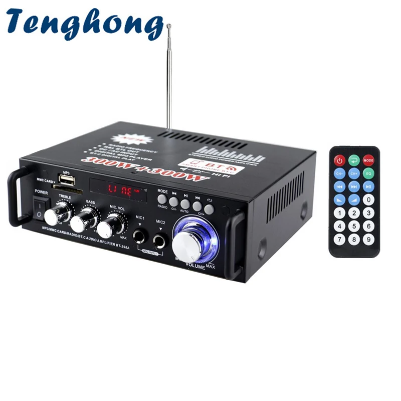 

Tenghong Wireless Bluetooth MINI Digital Amplifier HIFI Audio Stereo Power AMP USB FM Radio Car Home With Remote Control
