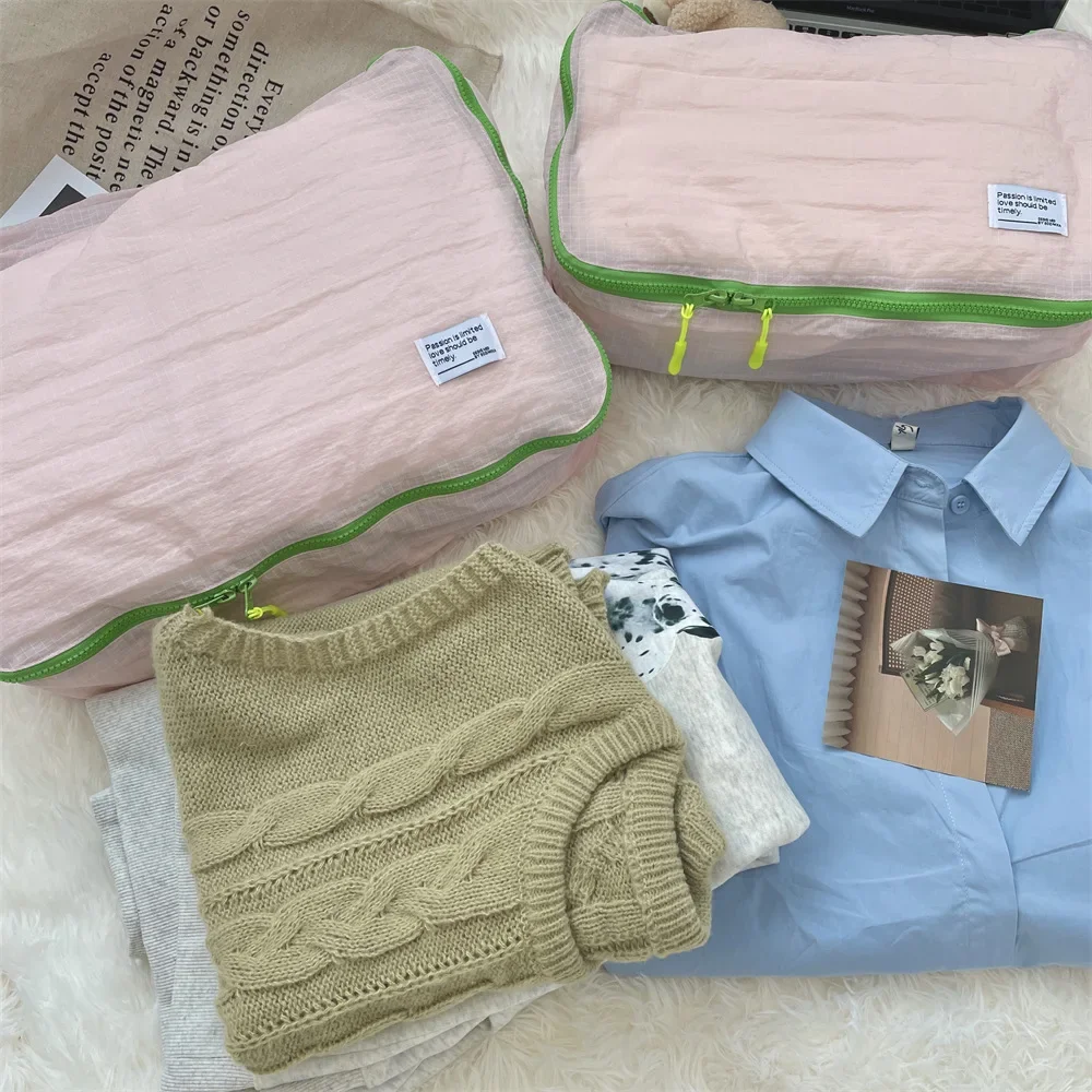 Portable Travel Clothing Storage Bags for Women Contrast Color Ladies Waterproof Cosmetic Bag Female Makeup Case Clutch Purse 3