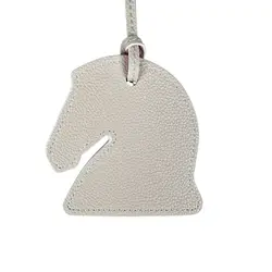 Artisanal Leather Horse Head & Horseshoe Charms Set - Premium Quality & Customizable Colors - Perfect Bag Accent (Grey)