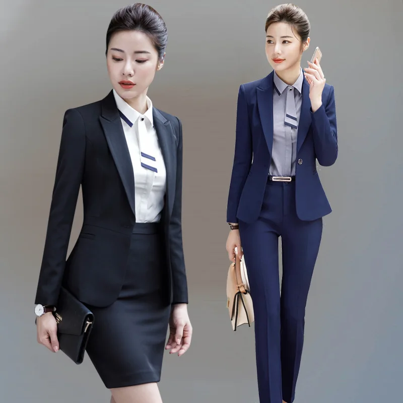 

9940 Business Wear Women's Suit Spring and Autumn Elegant Slim Suit Ol White Collar Business Formal Wear Work Clothes Workwear