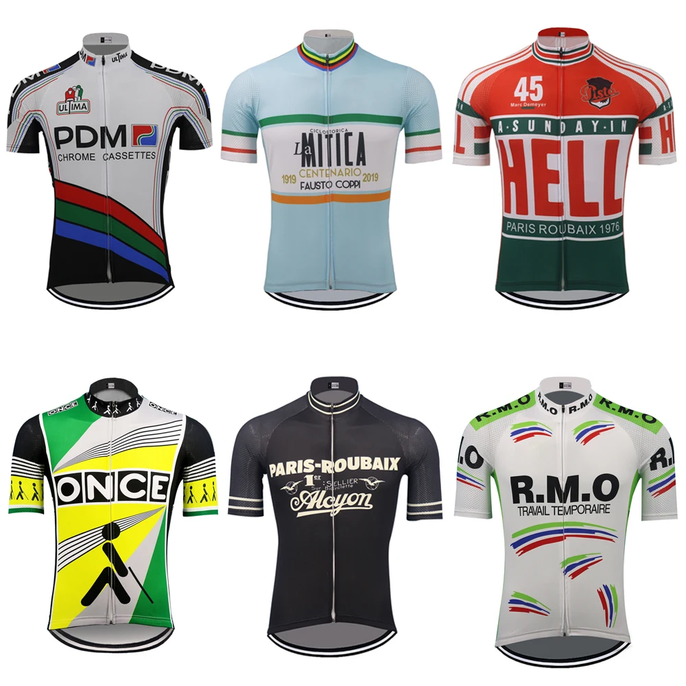 Maglia da ciclismo classica da uomo maniche corte abbigliamento da bici retrò maglia da Mtb estiva traspirante ad asciugatura rapida  18