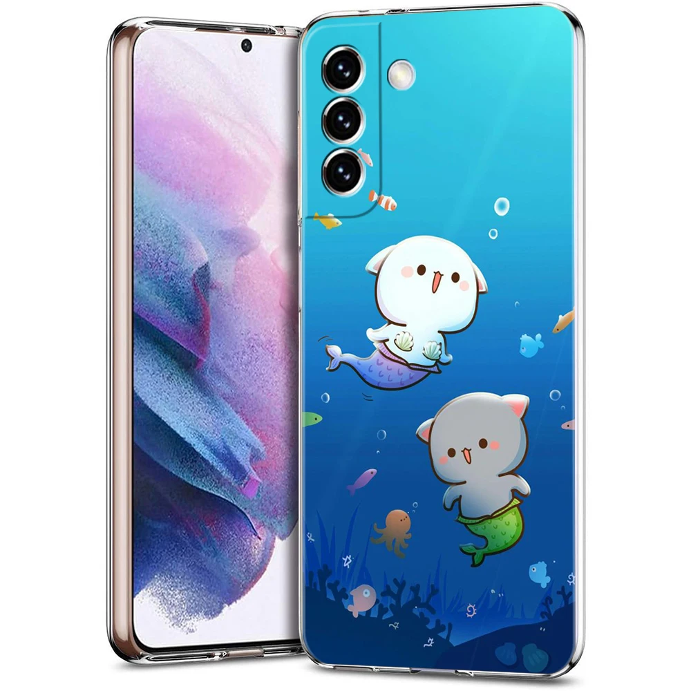 Pfirsich und Goma Katzen etui für Samsung Galaxy S24 S23 S22 S20 S21 Fe Ultra S24 S23 S10 S10E S9 S8 plus 5G transparente Telefon hülle – Detail 5