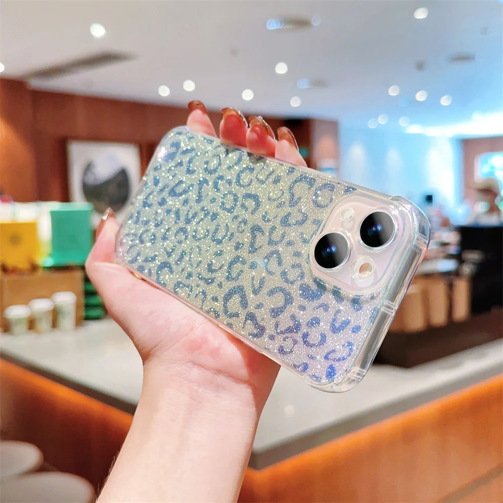 „Lase Leopad“ apsauginis telefono dėklas, skirtas „iPhone 15“, 14, 13, 12, 11, „Po Max Mini XR XS X 7 8 Plus“ ir atsparus smūgiams, minkštas TPU dėklas._voghion.com