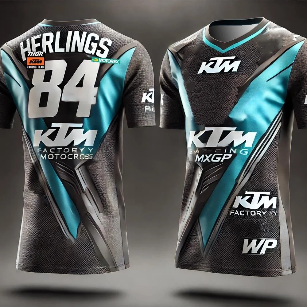 여름 아이스 블루 샤프 새로운 도착 KTM 유니섹스 2026 3D 프린트  84 블루 MXGP 레이싱 팀 티셔츠 성인 통기성