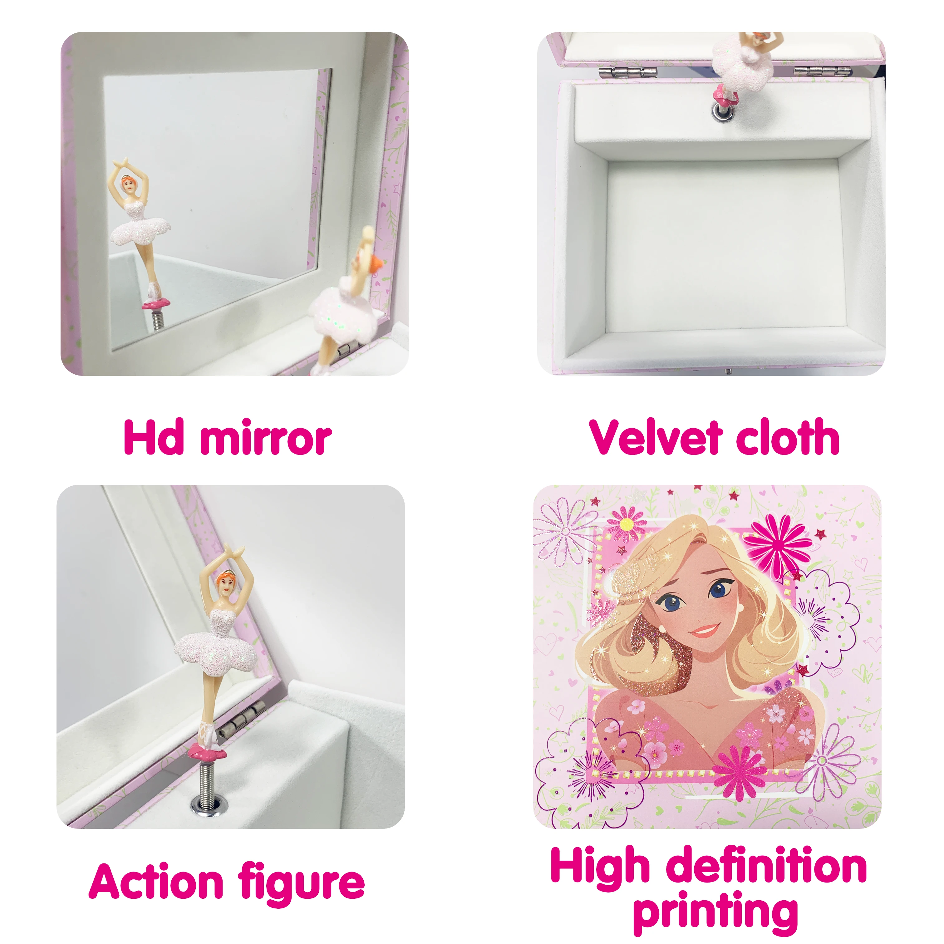 Light Pink Glitter For Girls Jewelry Home Decor Jewelry Storage Music Box For Children's Birthday And Christmas Gifts Music Box
