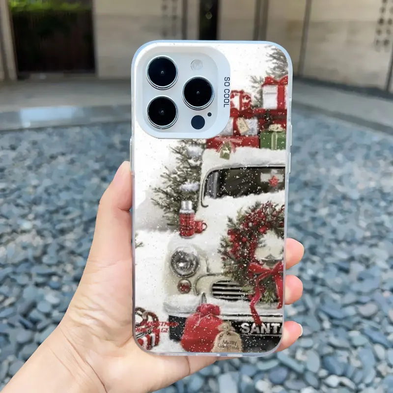 Weihnachten Schnee Baum Telefon Fall Für iPhone 15 14 13 12 11 Pro Max 16 Pro Max 13 Mini 15 14 plus Stoßfest Laser Zurück Abdeckung Funda – Detail 9