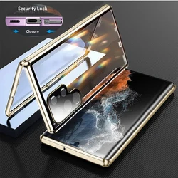 360° Double - Sided Magnetic Glass Phone Case with Lens Protection - Metal Design for Realme12Pro Plus 5G (Gold)