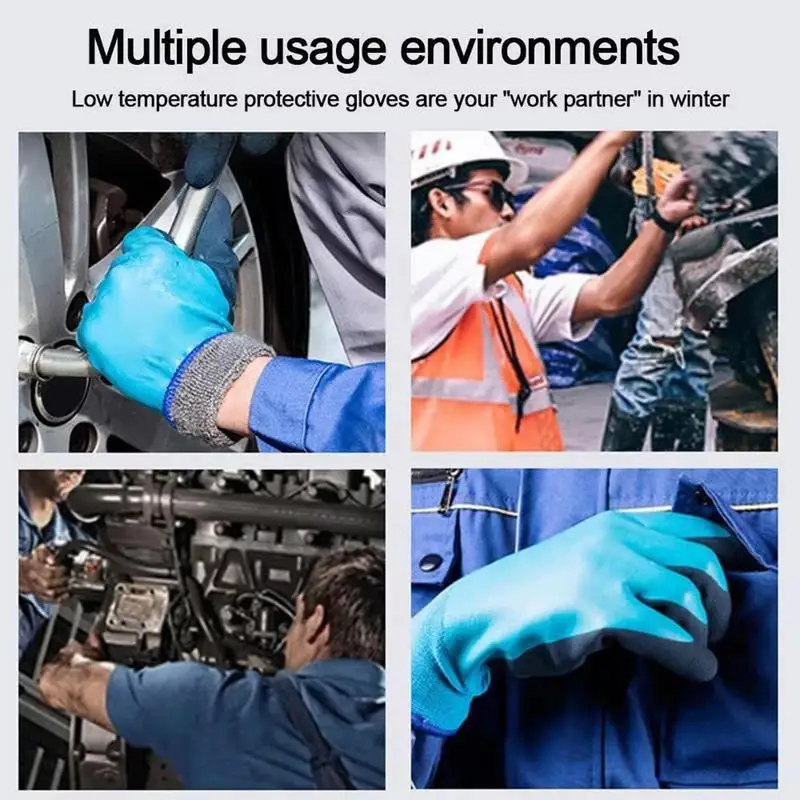 Thickened Plush Warm Fully Rubber Waterproof Work Gloves for Cold Storage Fishing Aquatic Products Frosted Labor Protection