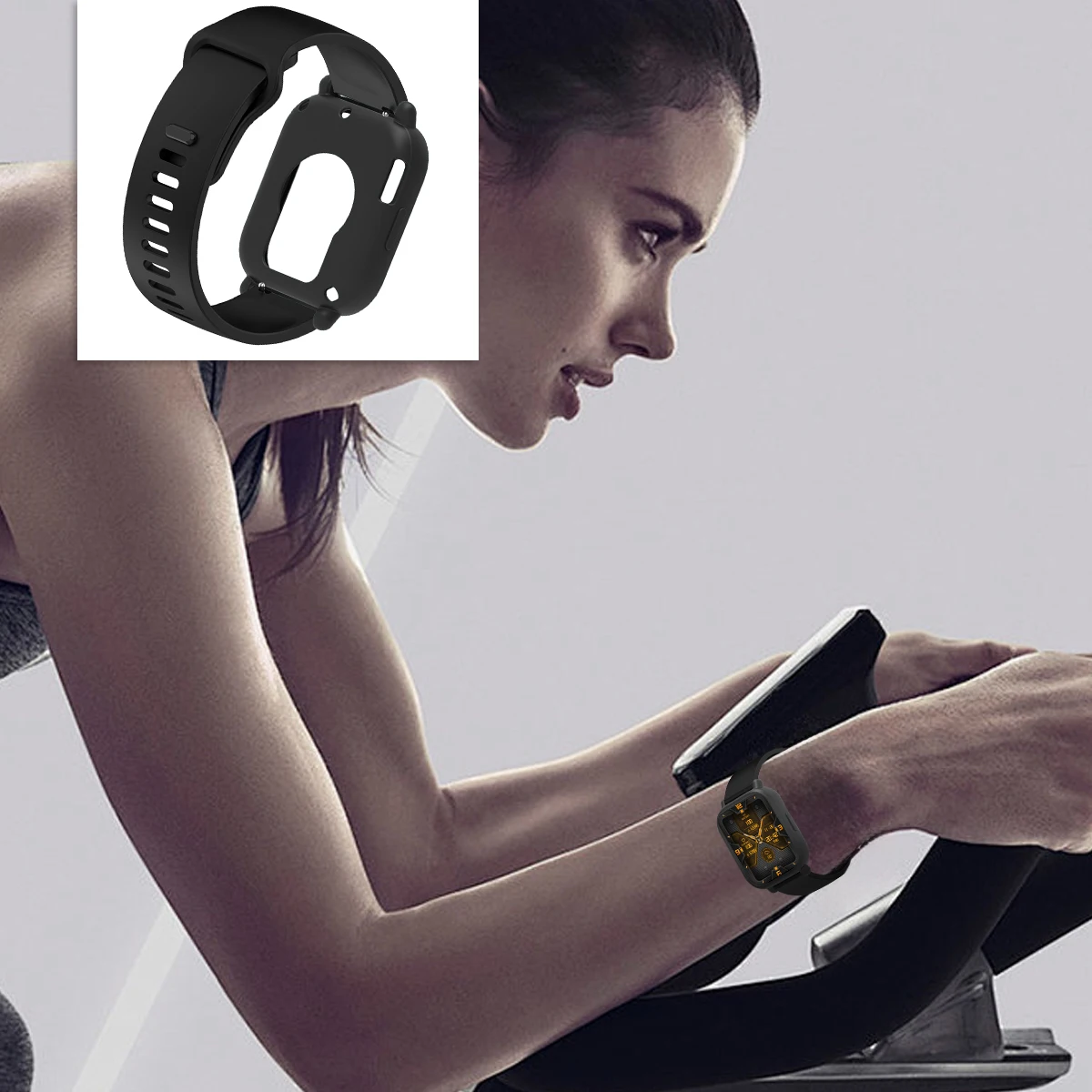Silicone Strap and Protective Bumper for Smartwatch - Replacement Bracelet Belt