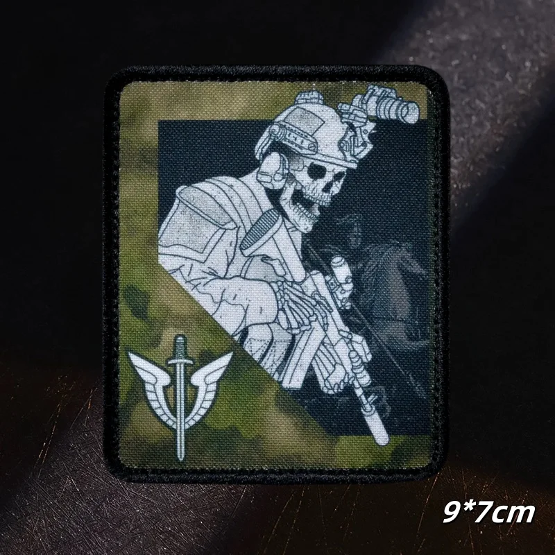Tactical Patch Skull Riot Morale Badge Hook&Loop Patch Military Spawn Corps Skeleton Combat Armband Tactical Joker Print Patch Backpack Sticker tactical patch