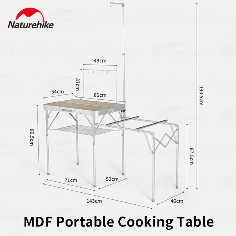

Портативный кухонный стол Naturehike MDF, 5,2 кг, Многофункциональный кухонный стол для кемпинга на открытом воздухе, съемный садовый стол для пикника
