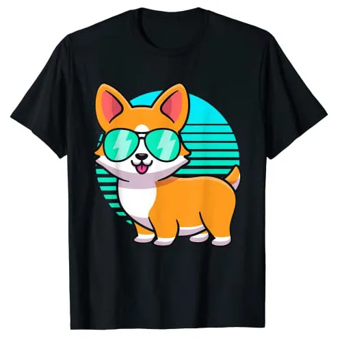 

Vintage Corgi T-Shirt Kids Boy Girl Funny Corgi Retro Aesthetic Clothes Short Sleeve Graphic Tee Tops Dog Lover Basics Outfits