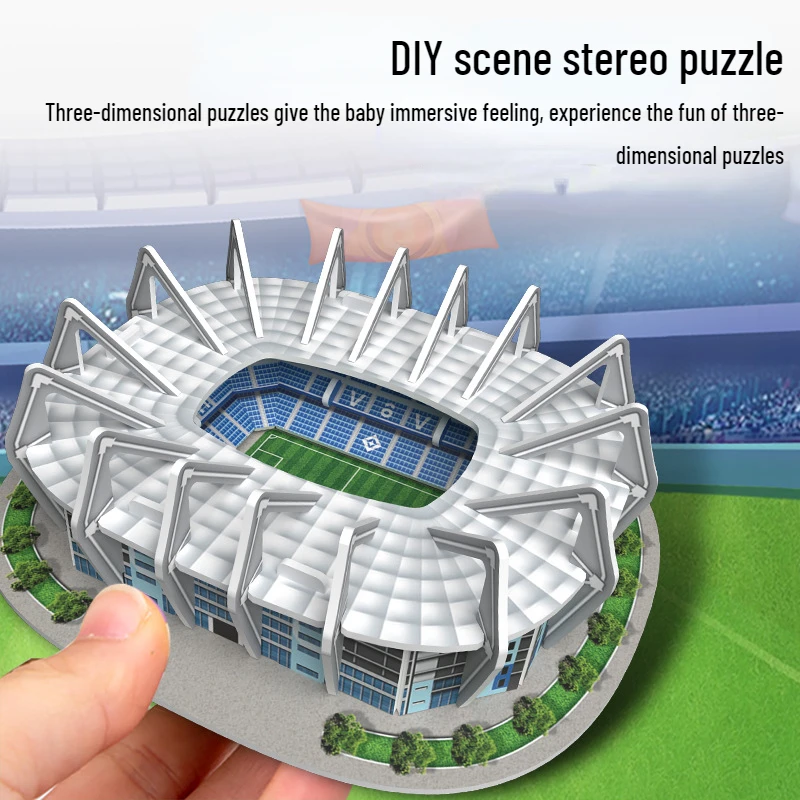 10 in 1 Champions League Football Stadium 3D Three-dimensional Paper Puzzle DIY Mosaic Construction Gym Toy Gift Educational Toy 3