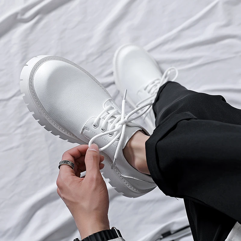 Italian Luxury Leather Shoes Thick Sole Comfortable Oxford Shoes Round Head Lace-up Smooth Shoes Formal Shoes Wedding Casual