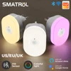 WiFi Tuya Smart Led Night Light PIR Motion Sensor Eu Us Uk Plug In Wall Lamp Warm White RGB Room App Voice For Alexa Google Home 1