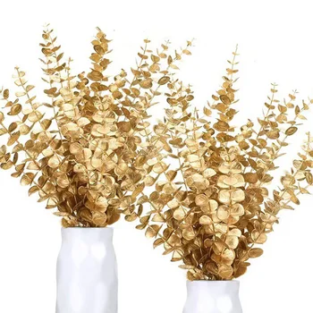 20PCS Artificial Gold Eucalyptus Stems 1