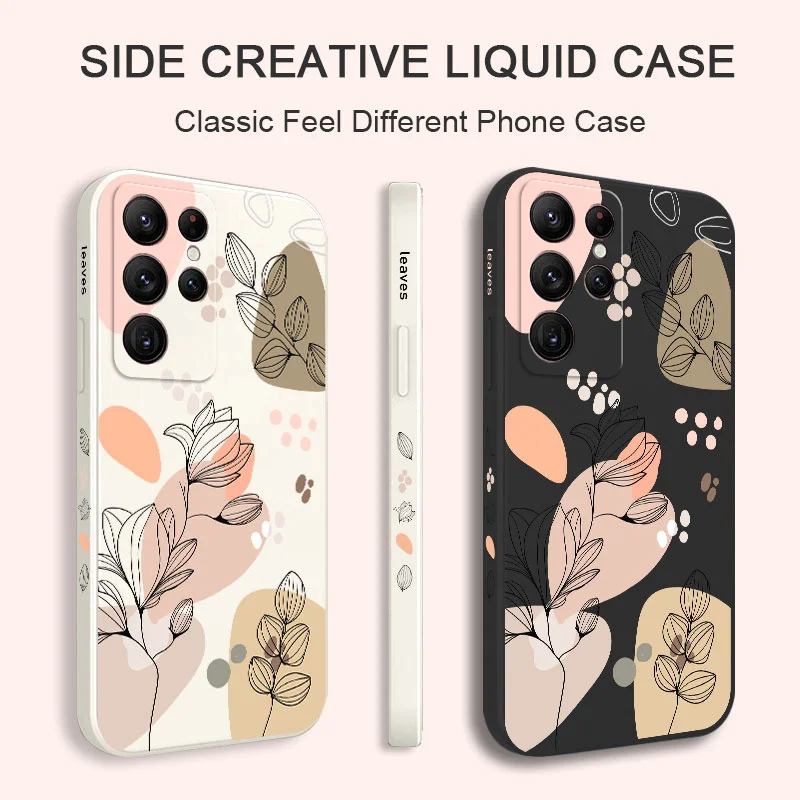 Abstract Plants Phone Case For Samsung Galaxy S25 S24 S23 S22 S21 S20 Ultra Plus FE S10 S9 S10E Note 20 ultra 10 9 Plus Cover 6