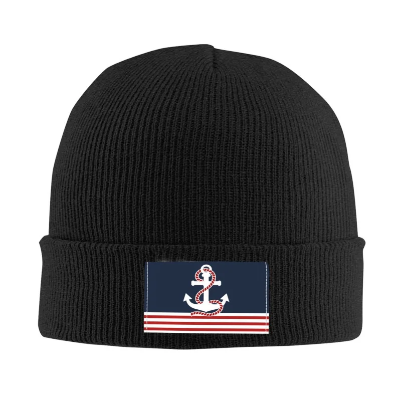 

Шапки с морскими полосками и красным якорем, облегающие шапки, крутая зимняя теплая вязаная шапка унисекс для мужчин и женщин, Парусная шапка для взрослых, моряка, шапка