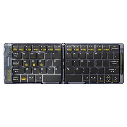 Compact Foldable Wireless Touchpad Keyboard - Portable Ergonomic Design (Black)