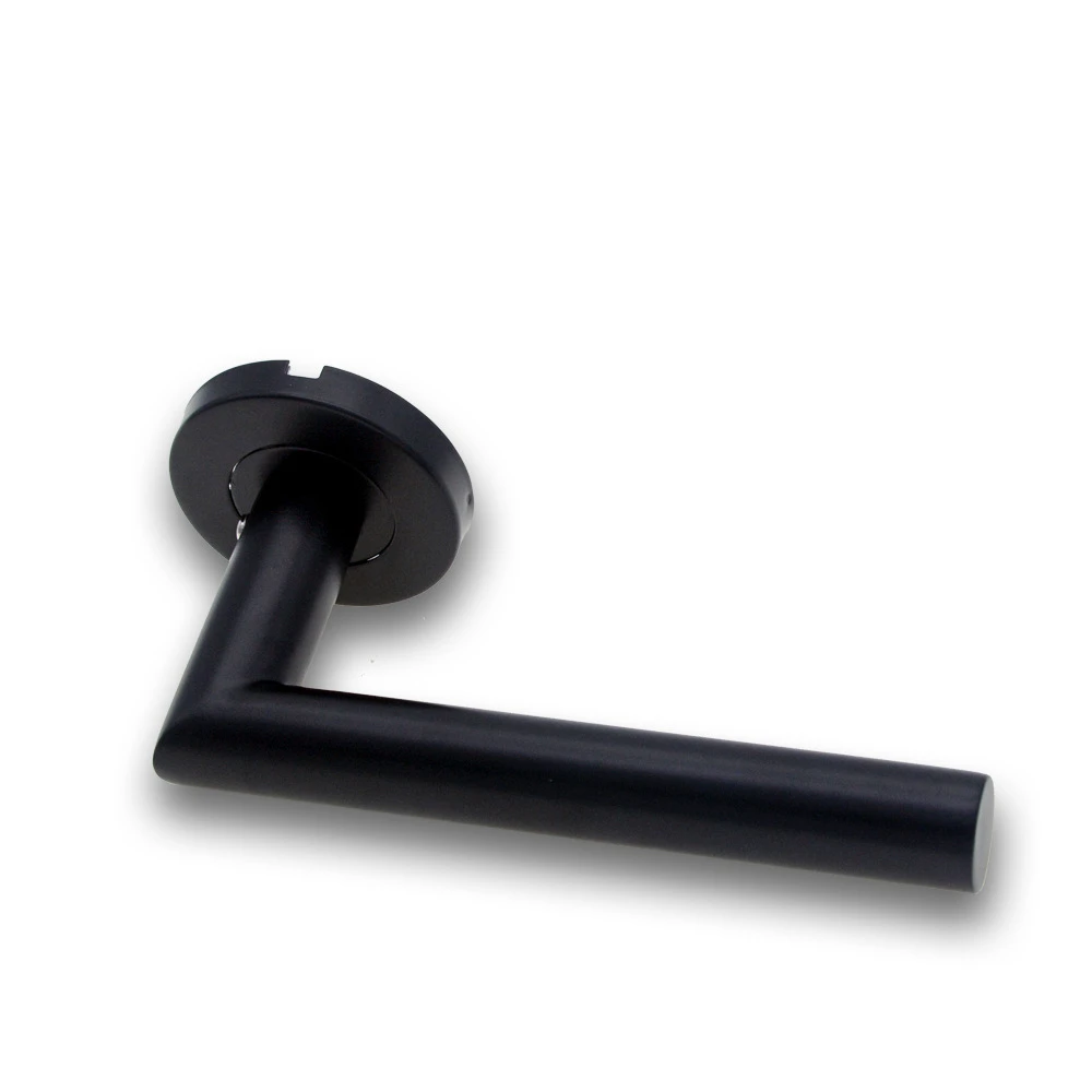 304 Brushed Stainless Steel Tube Hollow Spray Paint Frosted Black Round Cover Split Right Angle Door Handle
