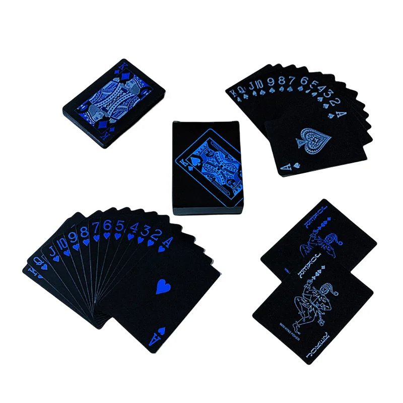 Cartes à jouer en plastique noir, jeu de société Aise, bleu, rouge, jaune,  jeu de cartes, réservation magique, cadeau de collection de poker