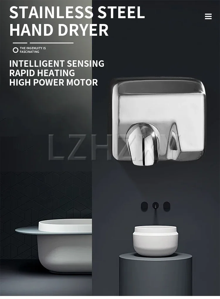 Description Picture 3 of item1800W Automatic Hand Dryer Bathroom Appliances Fast Dry stainless steel automatic sensor electric hand dryer Machine