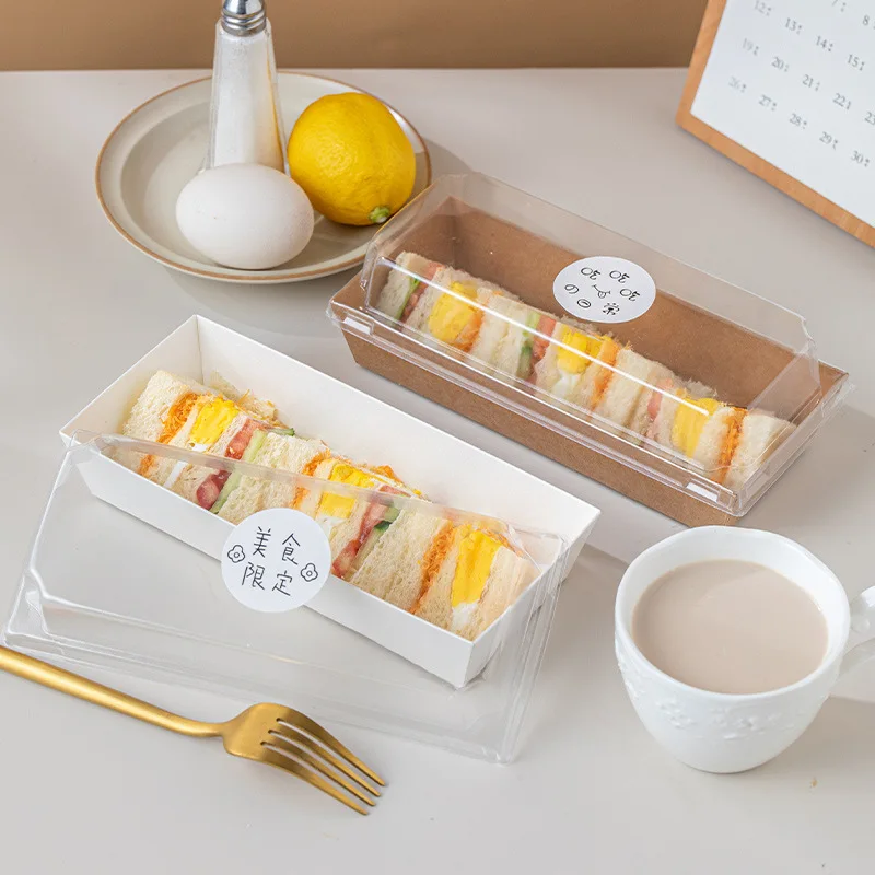 10Pcs Baking Cake and Packaging Box For Cookies Clear Lid Greaseproof