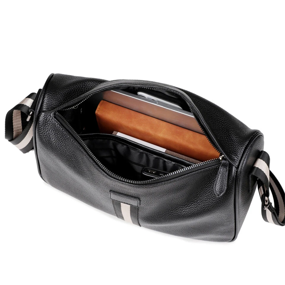 Luxury Genuine Leather Unisex Crossbody Shoulder Bag - Chic Fashion Commuter Style