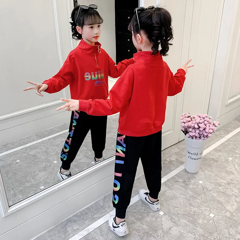 

Girls Suit Sweatshirts +Pants Cotton 2Pcs/Sets 2022 Charming Spring Autumn Outfits Sports Sets Kid Tracksuit Uniforms Children C