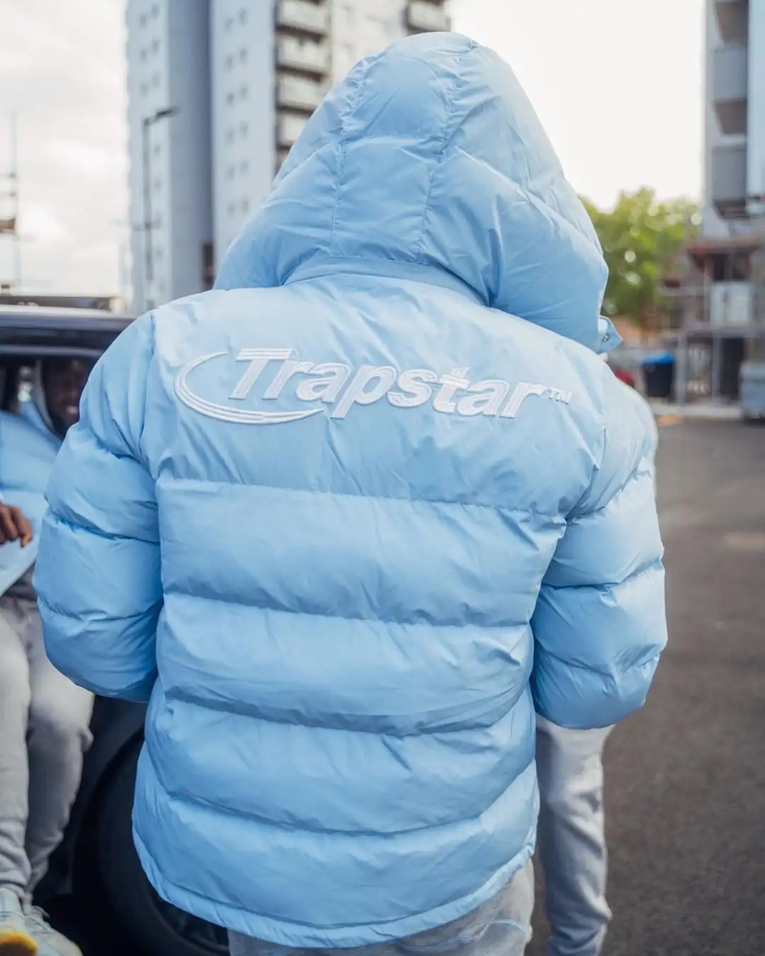 TRAPSTAR DECODED HOODED PUFFER JACKET 2.0 - BLUE - LARGE