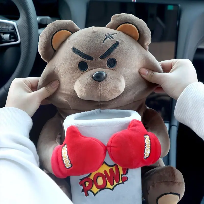 Car Storage Bag Car Trash Can Car Armrest Storage Box Cartoon Cute Car Tissue Box Creative Car Armrest Box Garbage Can 2 In 1 Tissue Bag Multi-functional Storage Bag for Home Office