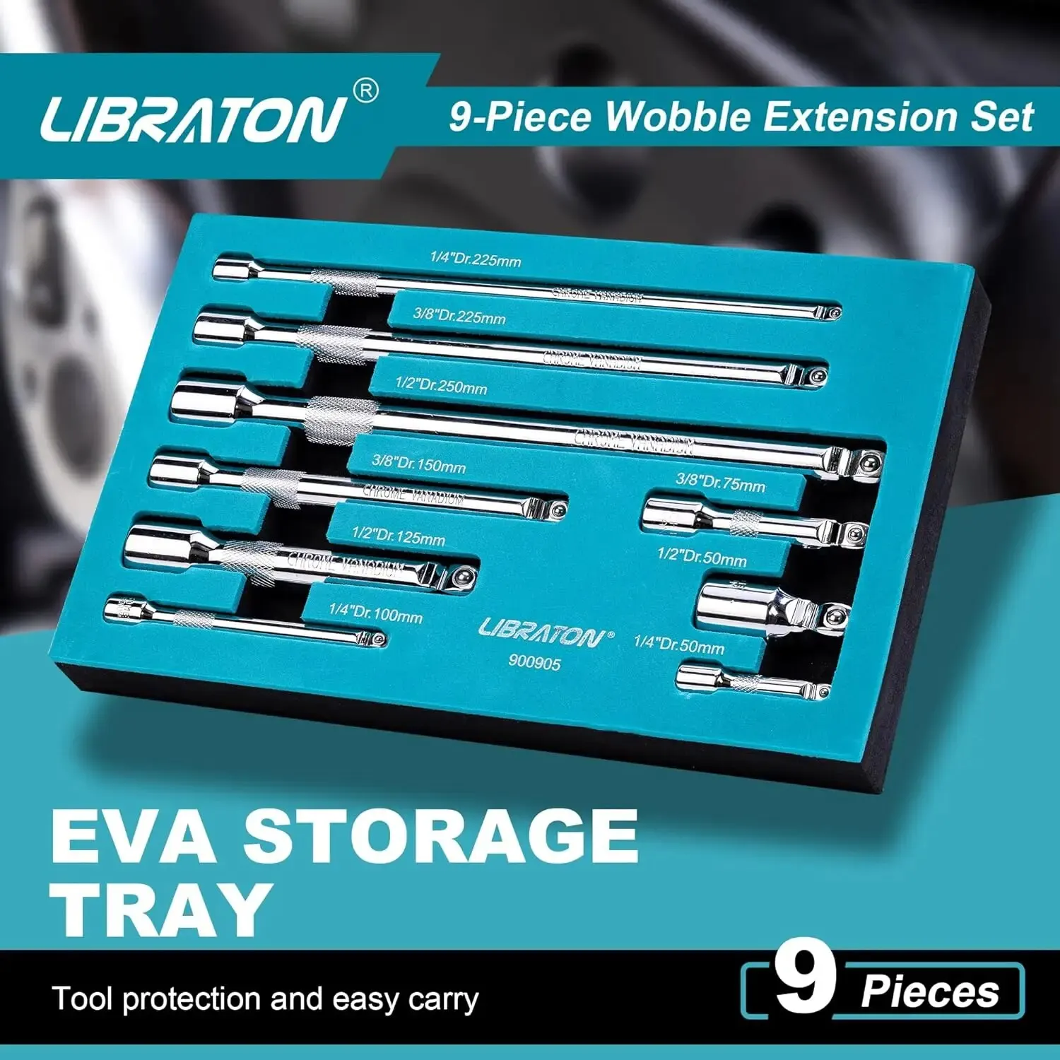 Libraton Wobble Extension Set Socket Extensions Set Ratchet Extensions 1/4" 3/8" 1/2" Wobble Extensions Drive Socket Extension 5