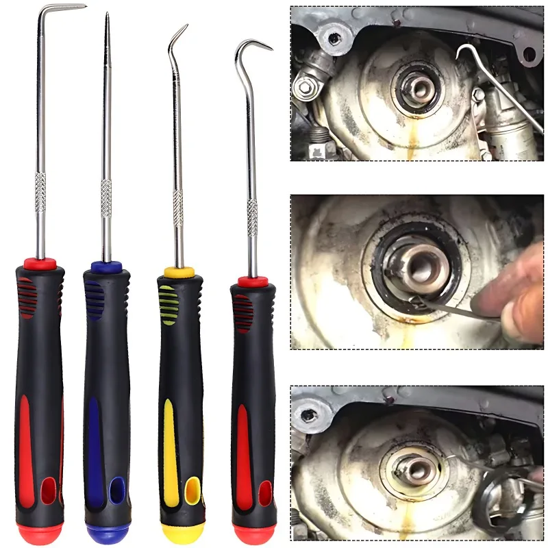 160mm Auto Car Oil Seal Screwdrivers Set Hose Removal Hook Set O-Ring Seal Gasket Puller Remover Pick Hooks Repair Tools 4pcs with oil seal screwdrivers pick and hook set sealing repair tools seal remover