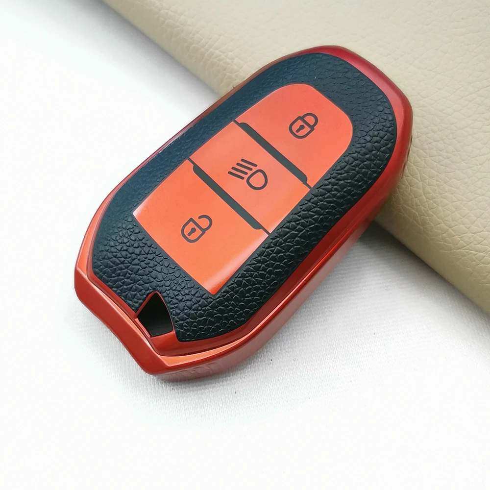 Details about   New Leather 3 Button Remote Key Bag Case Fob Holder Chain For Peugeot Series D 