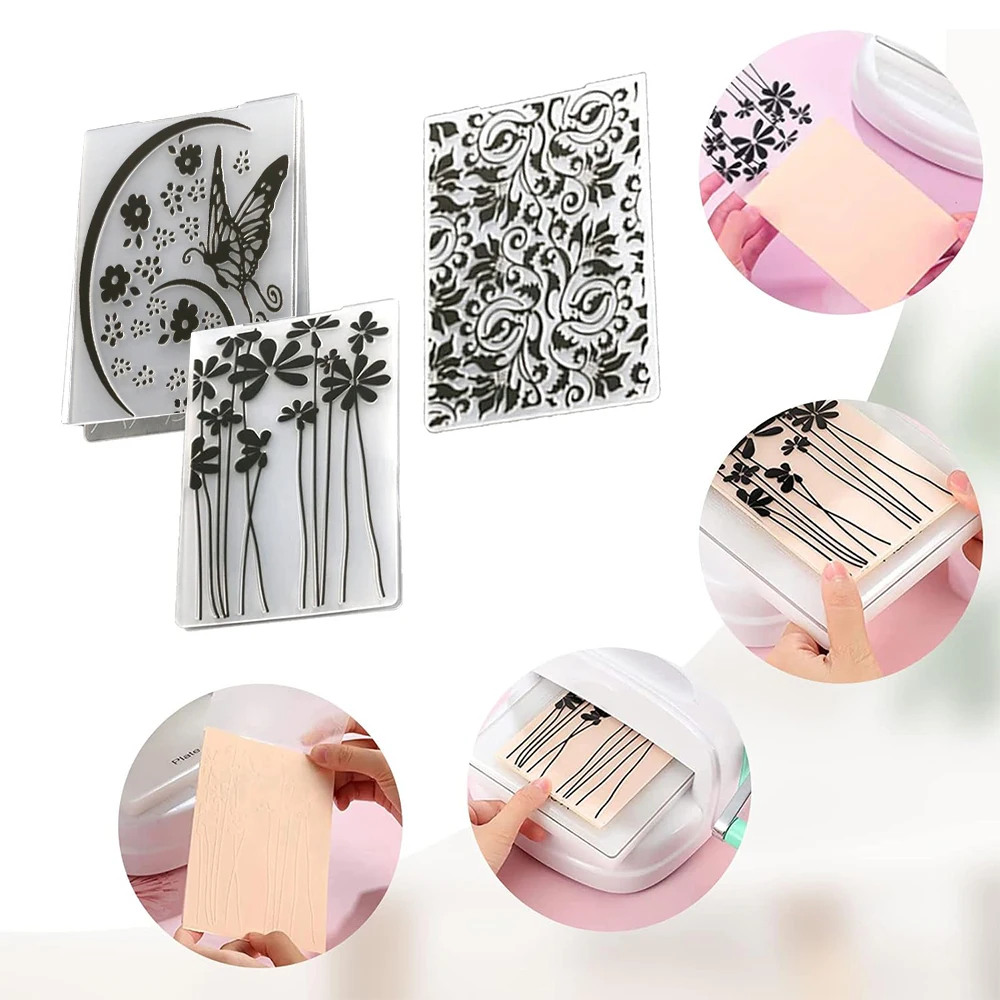 5.7 X 4.13 Inch Flower Butterfly Plastic Embossing Folder DIY Stencil Mould Tools Template for Making Cards Album Wedding Decor