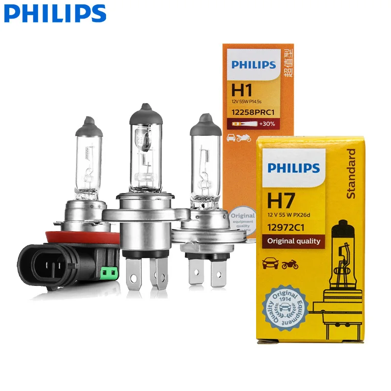 Philips h4 h7 h11 visão original auto lâmpada h1 h3 h8 h9 padrão farol 9005 9006 hb3 hb4 lâmpada de nevoeiro halogênio (1pc)