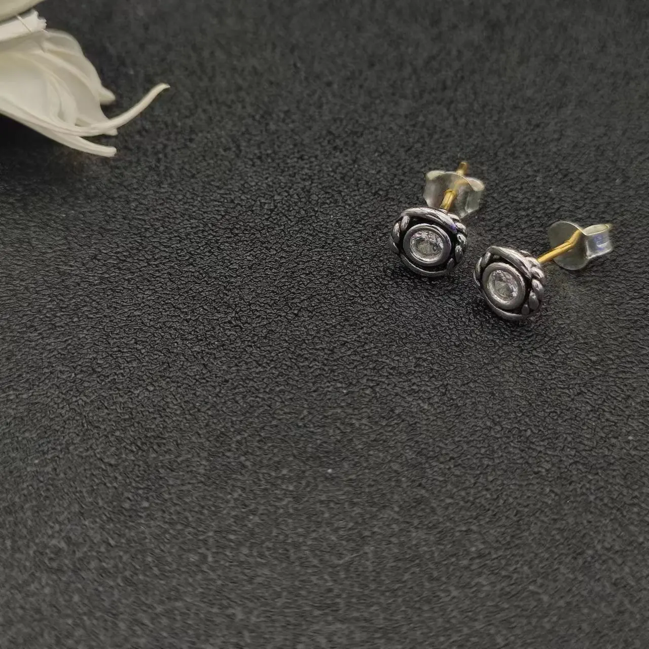 HSC DY Gold Hook Twisted Wire Buckle Earrings in Sterling Silver with 14K Yellow PlatedPlated