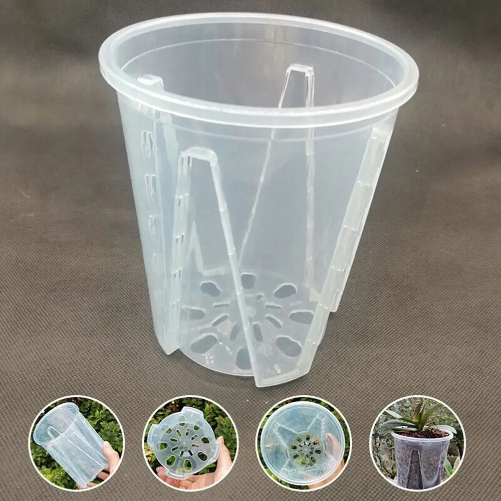 Flower Pot Clear Plastic Orchid Pots With Holes Transparent Succulents Plant