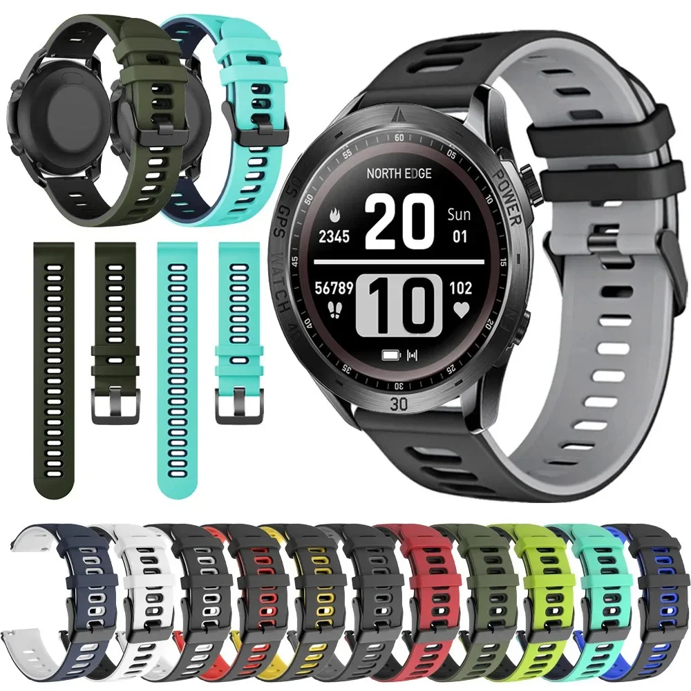 Breathable 22mm Silicone Sport Watchband Strap - Soft Rubber Replacement Belt