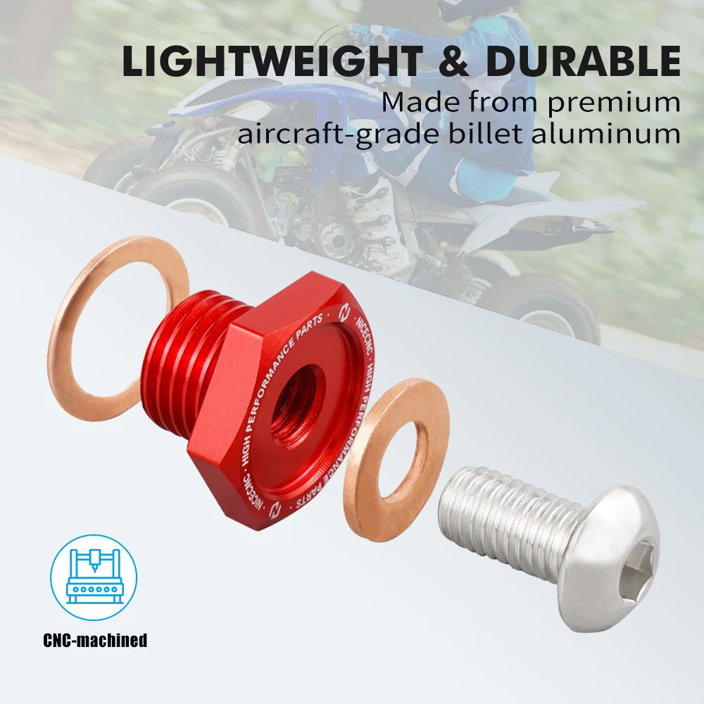 NICECNC ATV-Reduzierstück, Ölablassschraube für Yamaha Raptor 700 700R GRIZZLY 700 550 WOLVERINE 450 350, langlebiges Zubehör – Detail 5