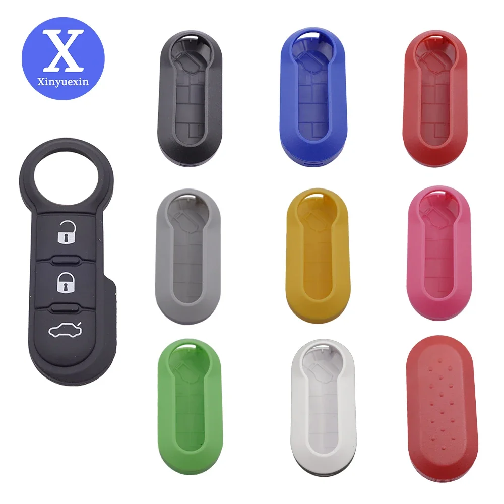Remote Flip Key Shell Case Car Key Pad for Fiat 500 Panda Punto Bravo 3 Buttons Rubber Button Pad