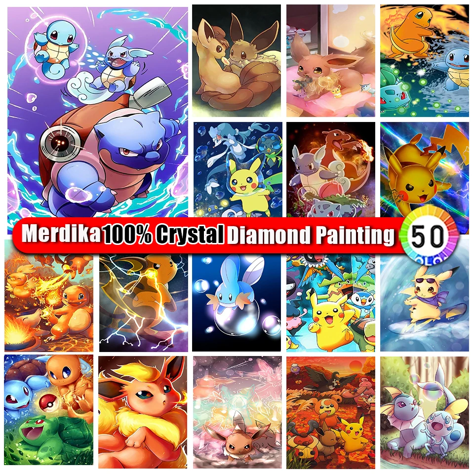 100% Crystal Diamond Painting Pokemon Full Square/Round Diy Diamond Ricamato Mosaico Strass Anime Picture Crafts Gift