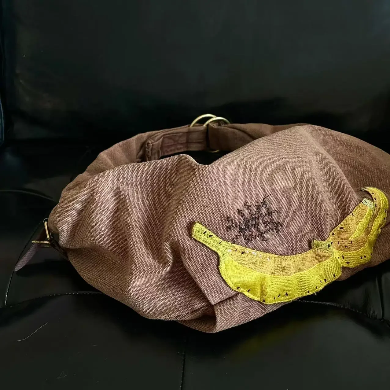 KAPITAL Hirata and Hiroshi Retro Vintage Banana Embroidery Trendy Canvas Large Couple Crossbody Shoulder Bag