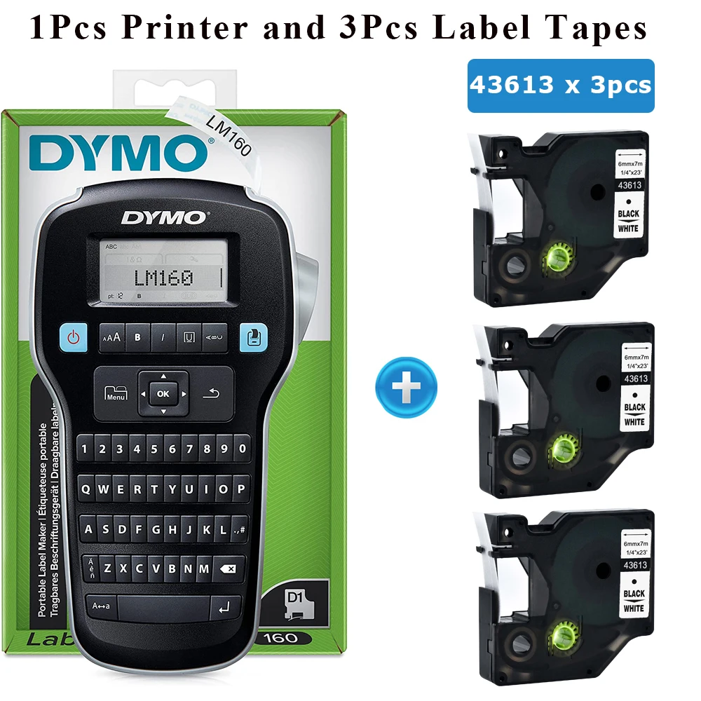 Dymo Label Manager Lm 160 Sticker Label Printer Portable English Label  Machine Dymo 160 Compatible Dymo D1 12mm Ribbon Cassette - Printer Ribbons  - AliExpress